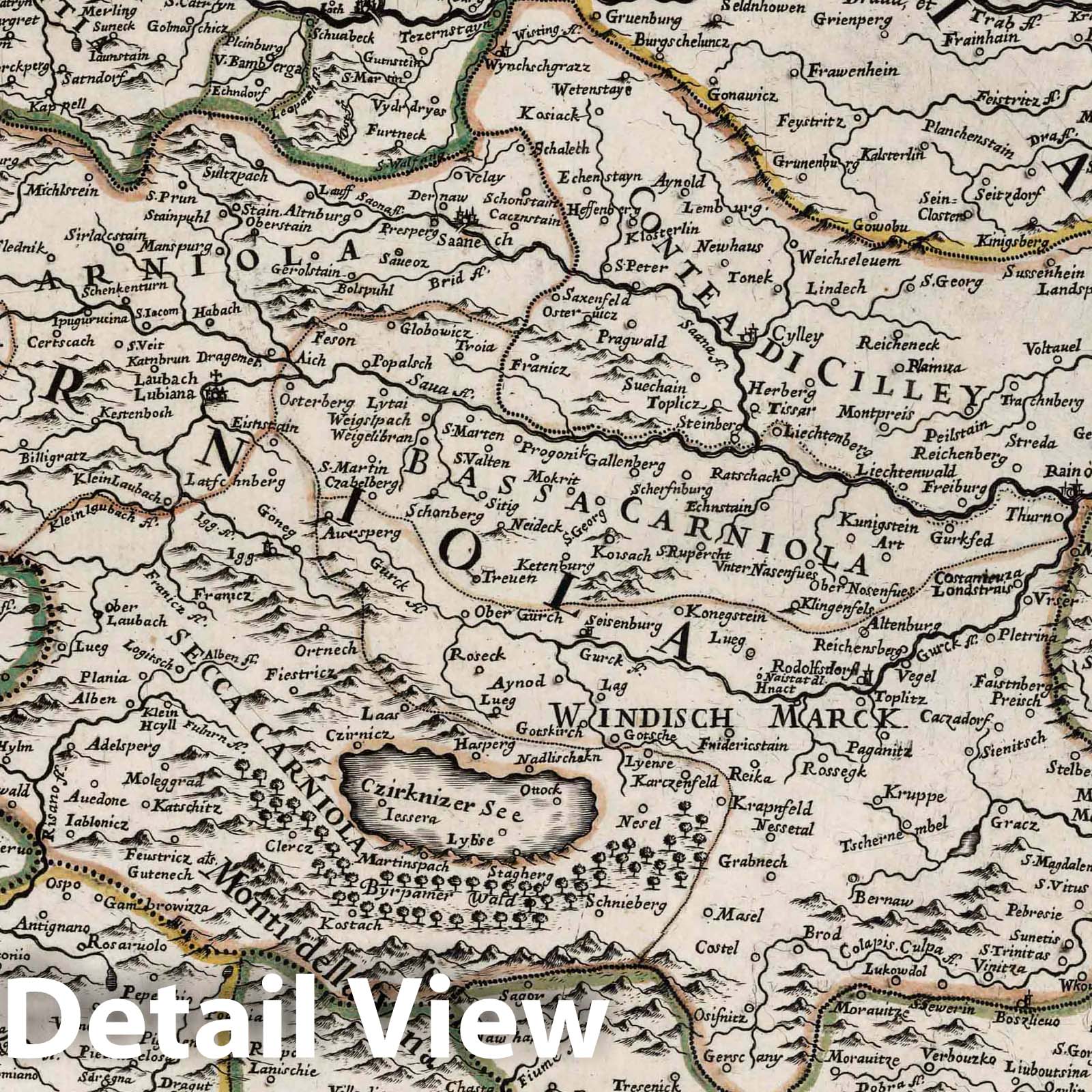 Styria, Carinthia, and Carniola - River Map, 1686 - Historical Map Print