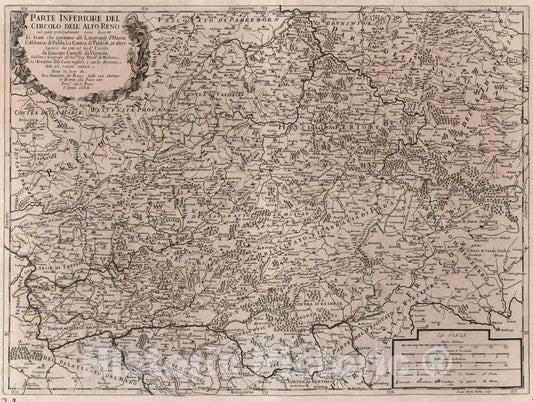 Historic Map : Germany, Rhine River Valley, Europe 1688 Parte inferiore del circolo dell'Alto Reno , Vintage Wall Art