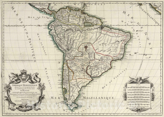 Historic Map : 1700 L'Amerique Meridionale. - Vintage Wall Art