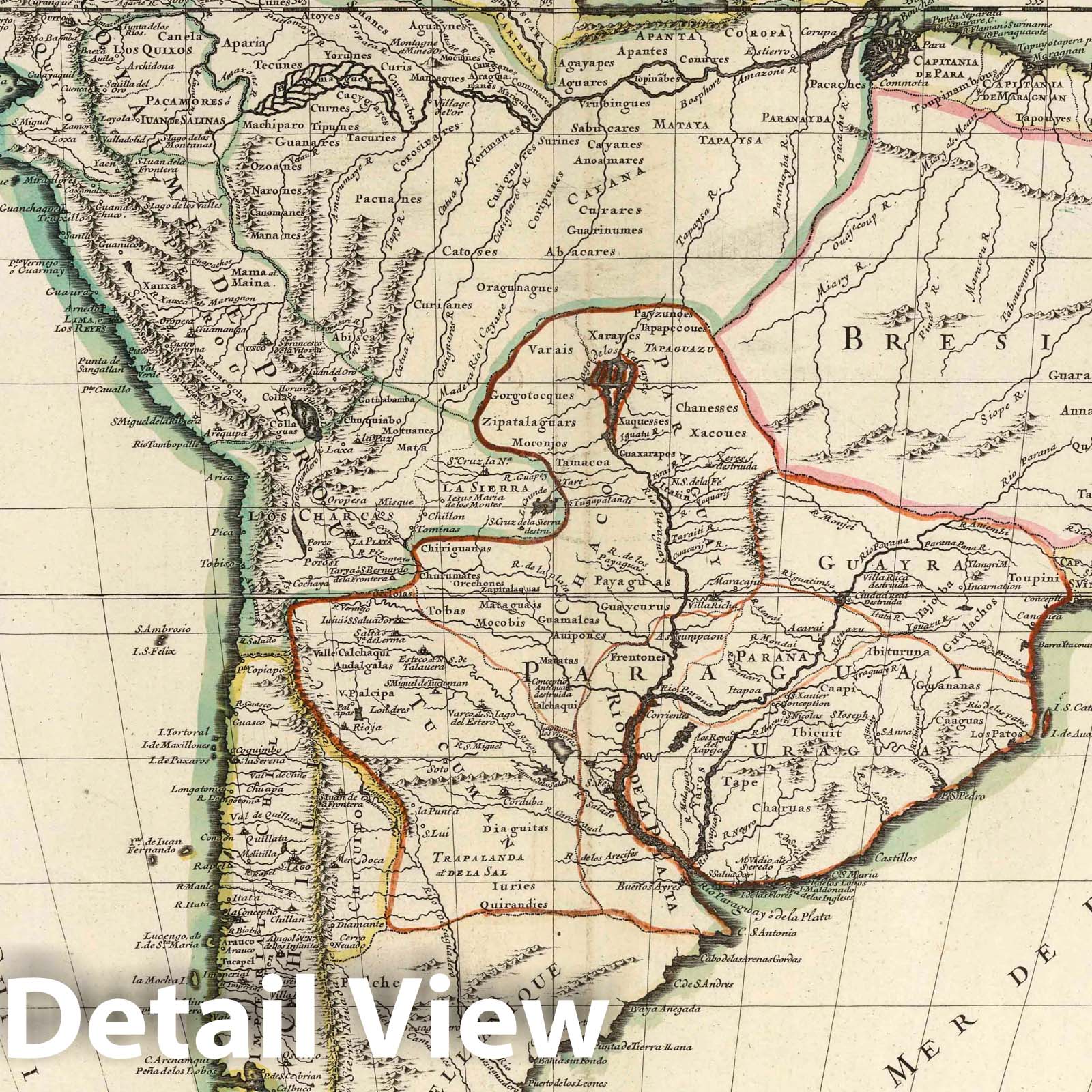 South America, 1700 - Historical Map Print from Atlas Francois