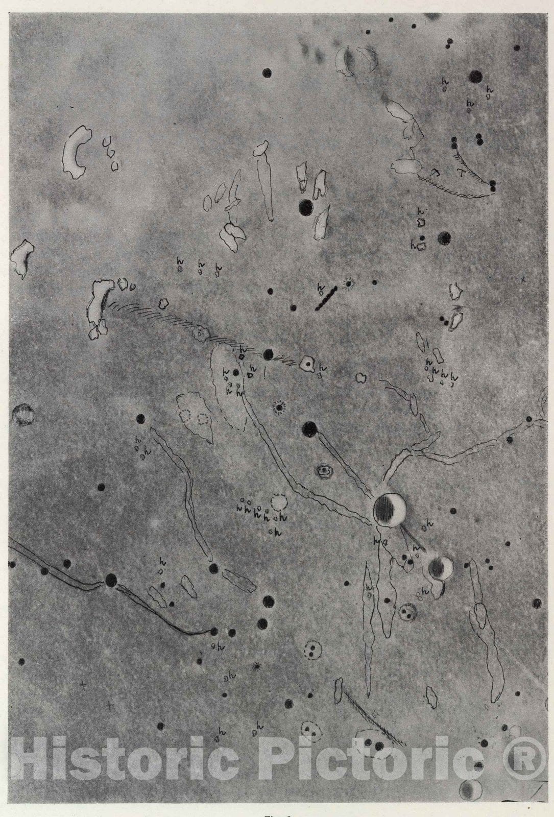 Historic Map : Moon 1912 Fig. 6. Das Mare Tranquillitatis bei Sina. , Vintage Wall Art