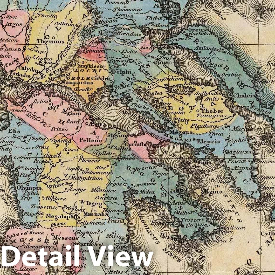Ancient Greece - River Map, 1823 - Historical Map Print