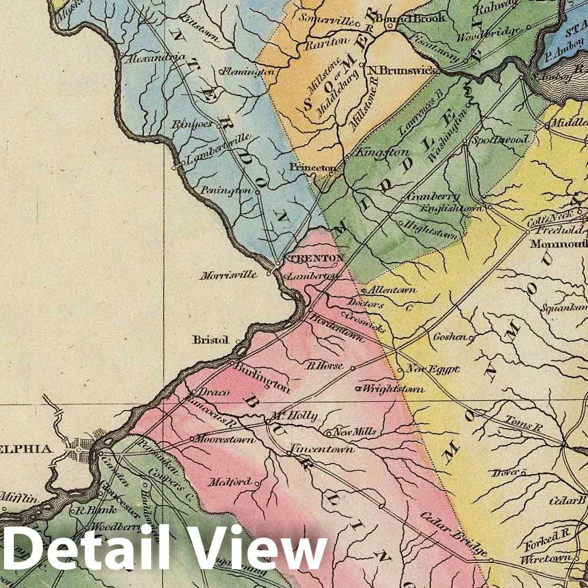 New Jersey - River Map, 1823 - Historical Map Reproduction