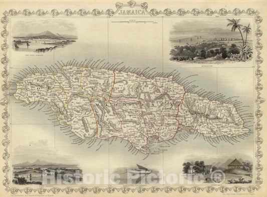 Historic Map : 1851 Jamaica. - Vintage Wall Art