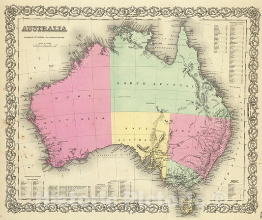 Historic Map : 1856 Australia. - Vintage Wall Art