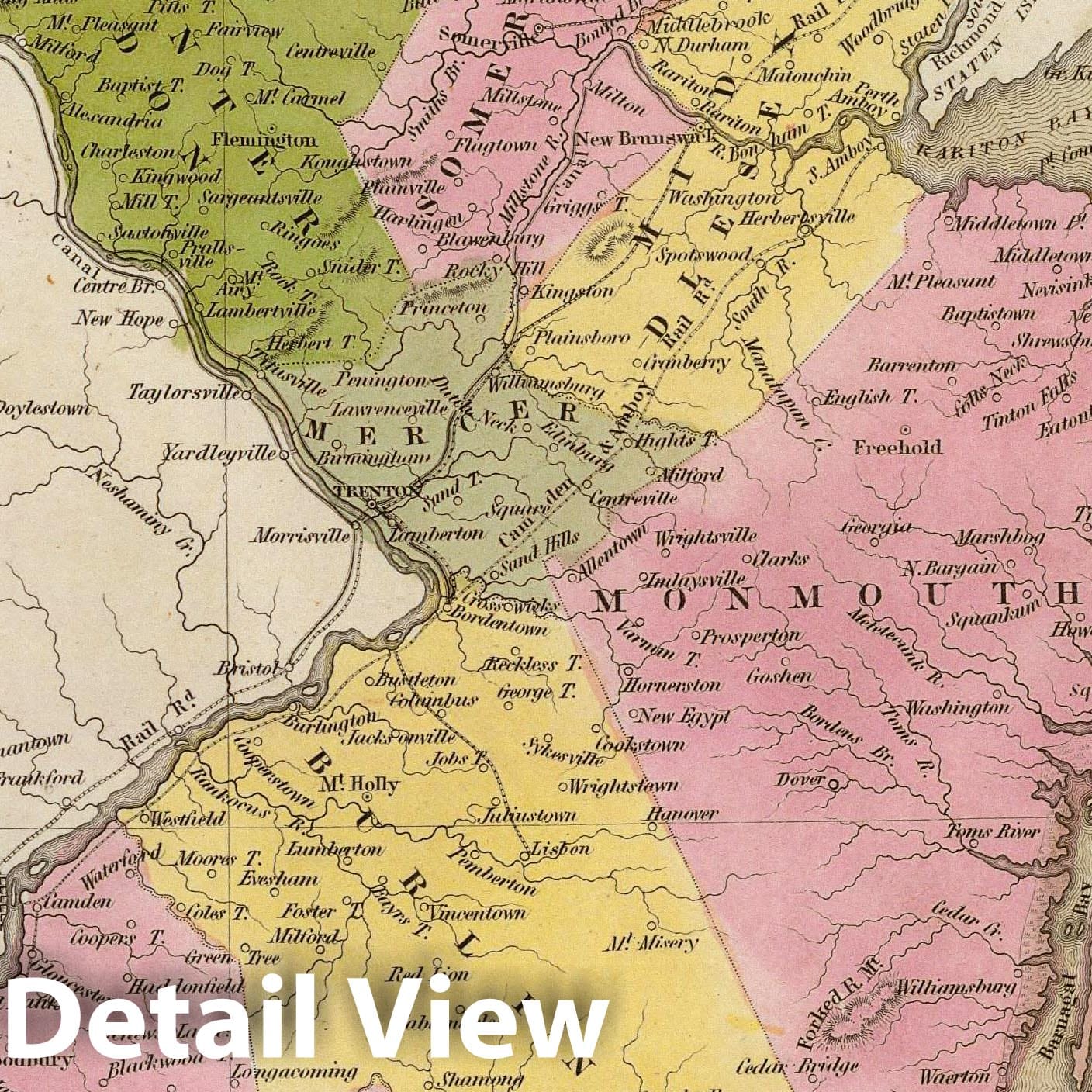 New Jersey 1841 Historical Map Print - Hand-Colored Engraving
