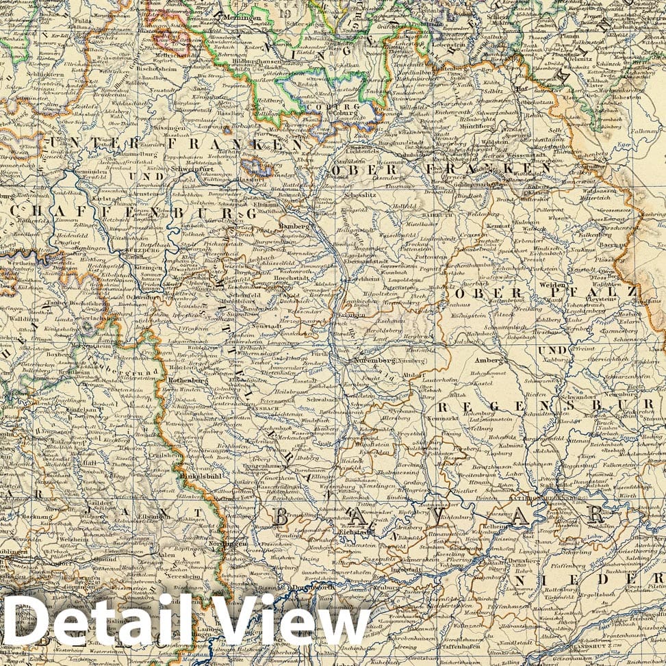 Southwestern Germany - Boundary Map, 1861 - Historical Map Print