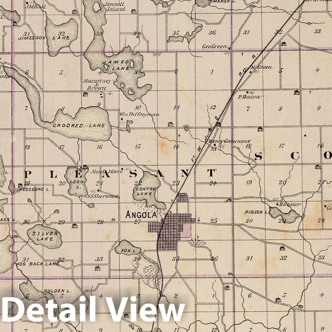 Steuben County, Indiana 1876 Historical Map Print
