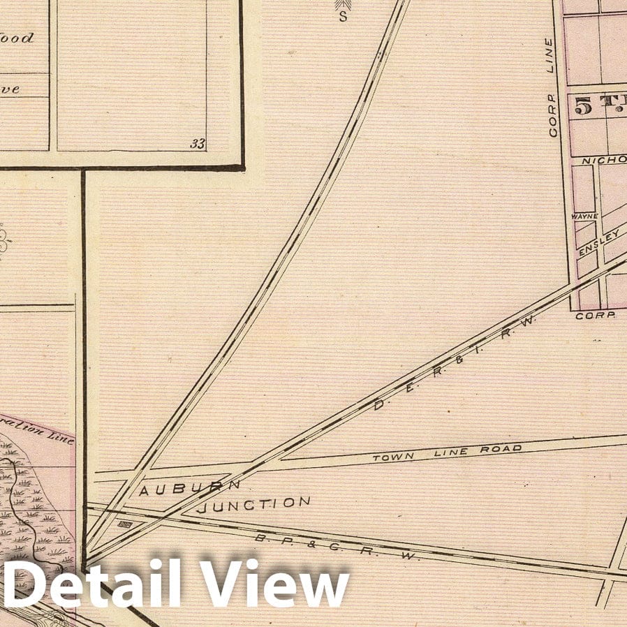 Auburn, De Kalb County, Indiana 1876 Historical Map Print