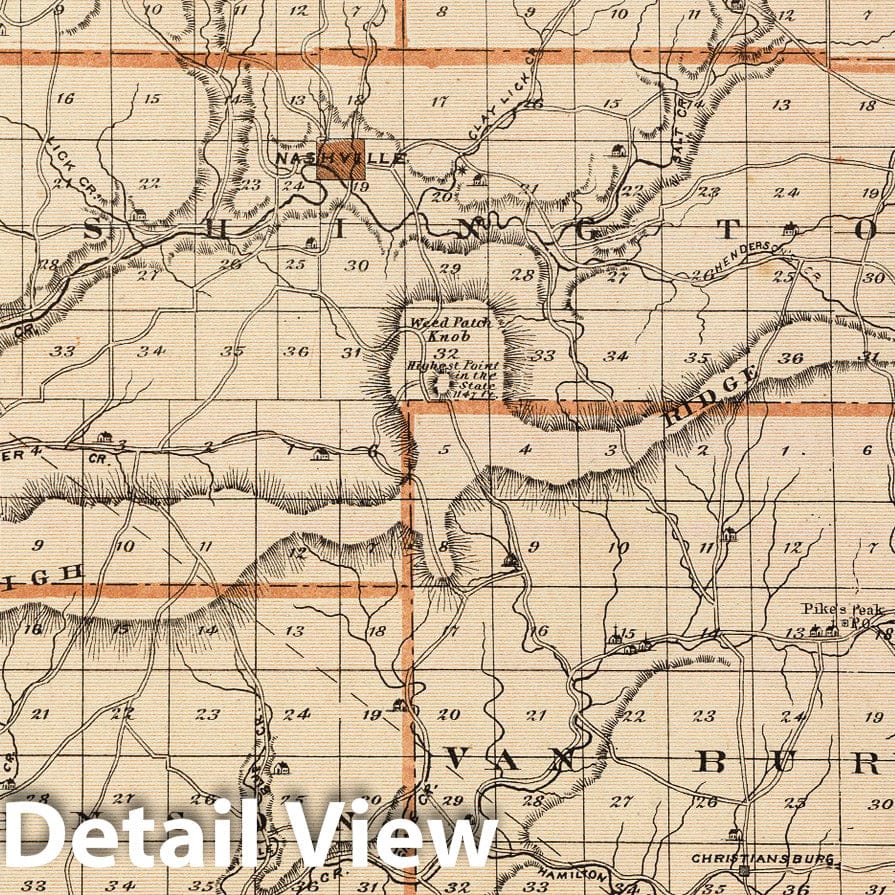 Brown County, Indiana with Nashville Plan, 1876 - Historical Map Print