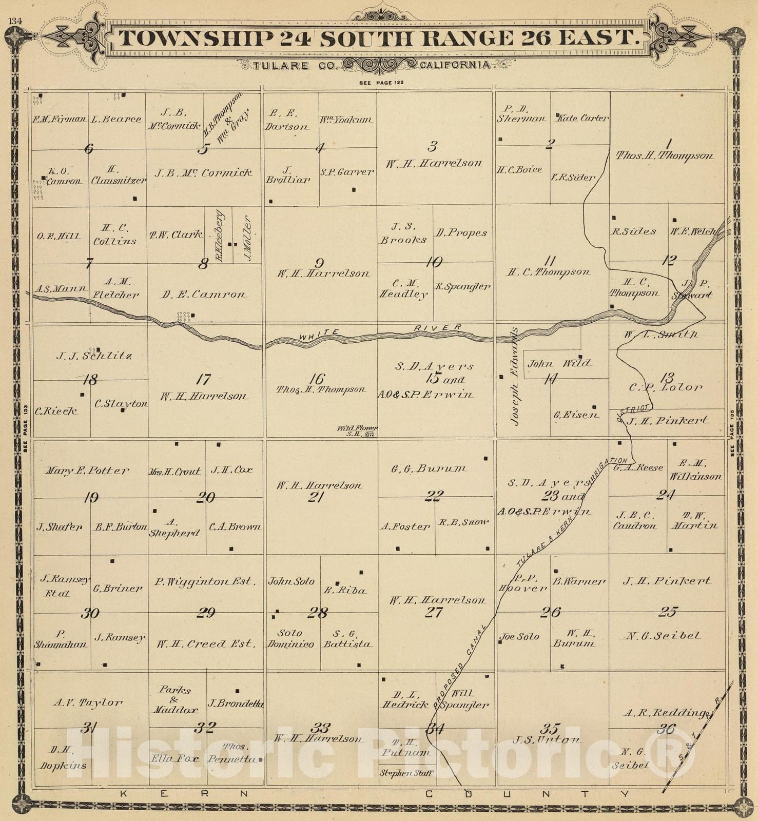 Historic Map : 1892 T.24S R.26E. - Vintage Wall Art