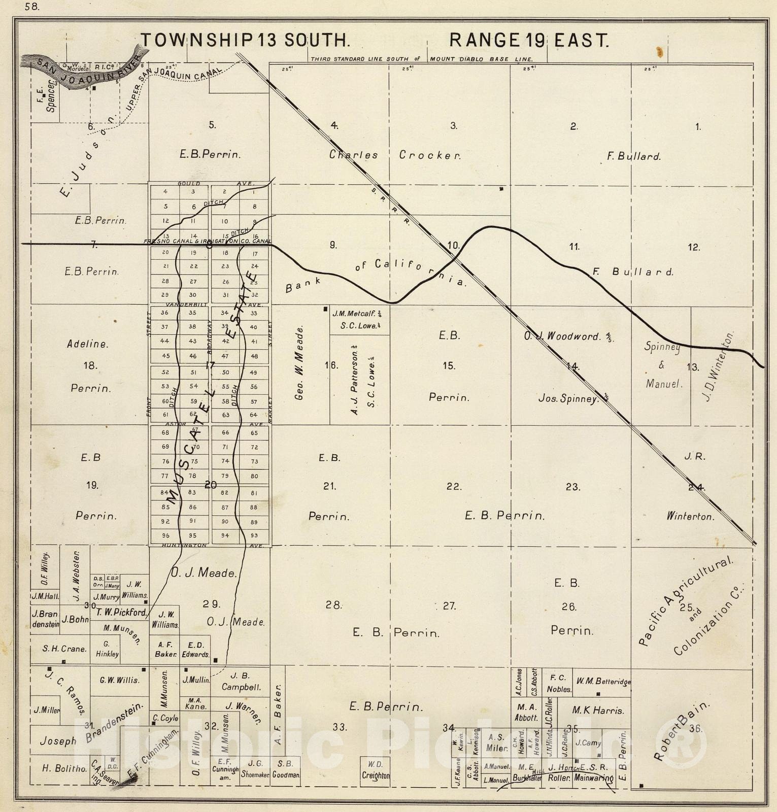 Historic Map : California, 1891 R.19E T.13S. , Vintage Wall Art