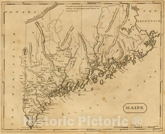 Maine 1812 Historical Map Print - Morse Geography Atlas