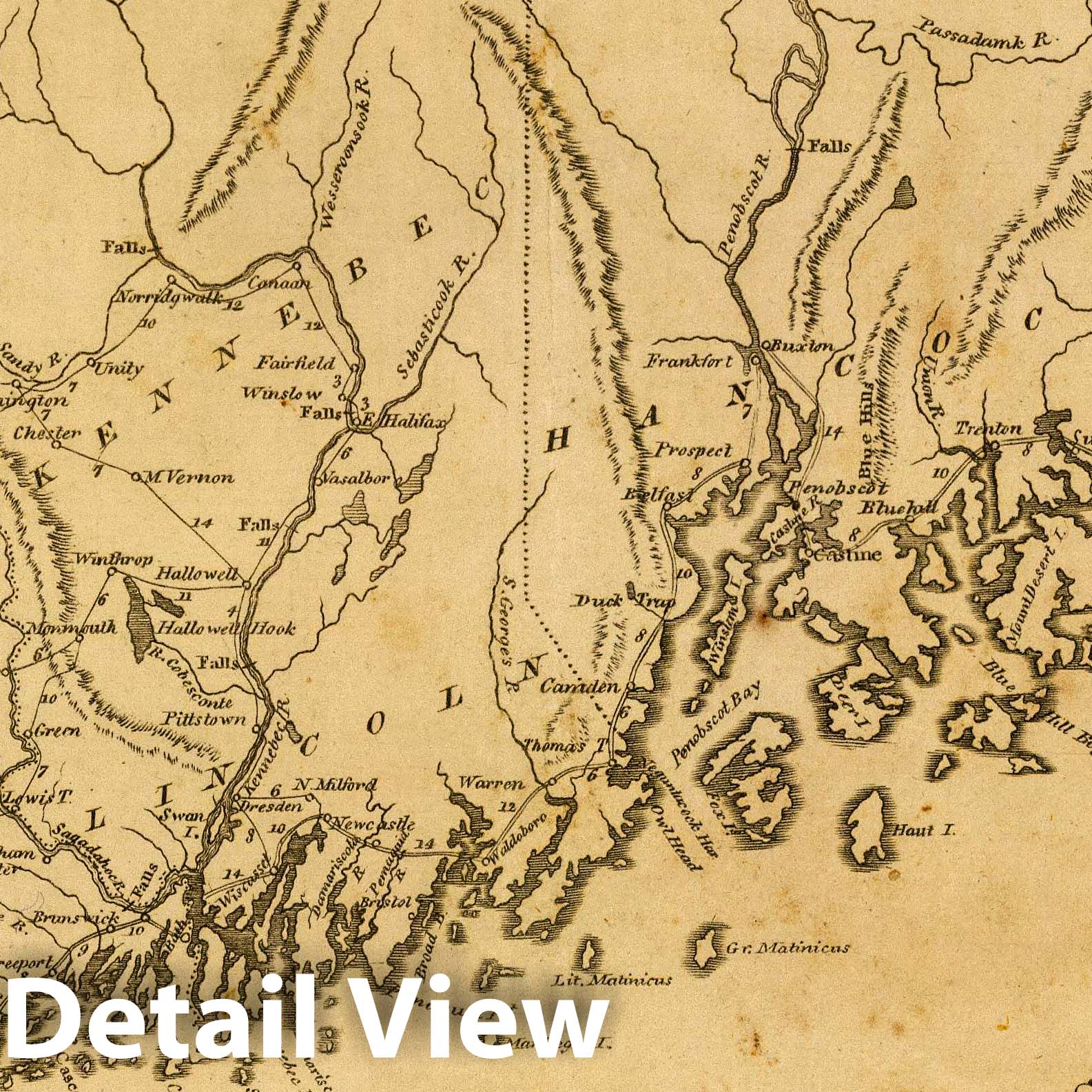 Maine 1812 Historical Map Print - Morse Geography Atlas