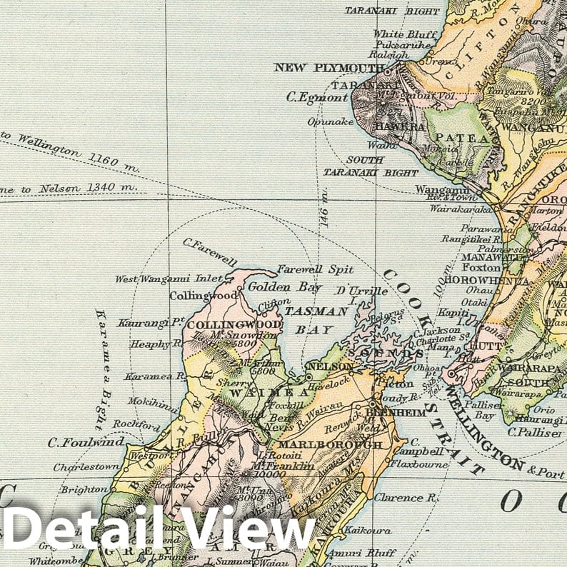 New Zealand - Railroad Map, 1892 - Historical Map Print