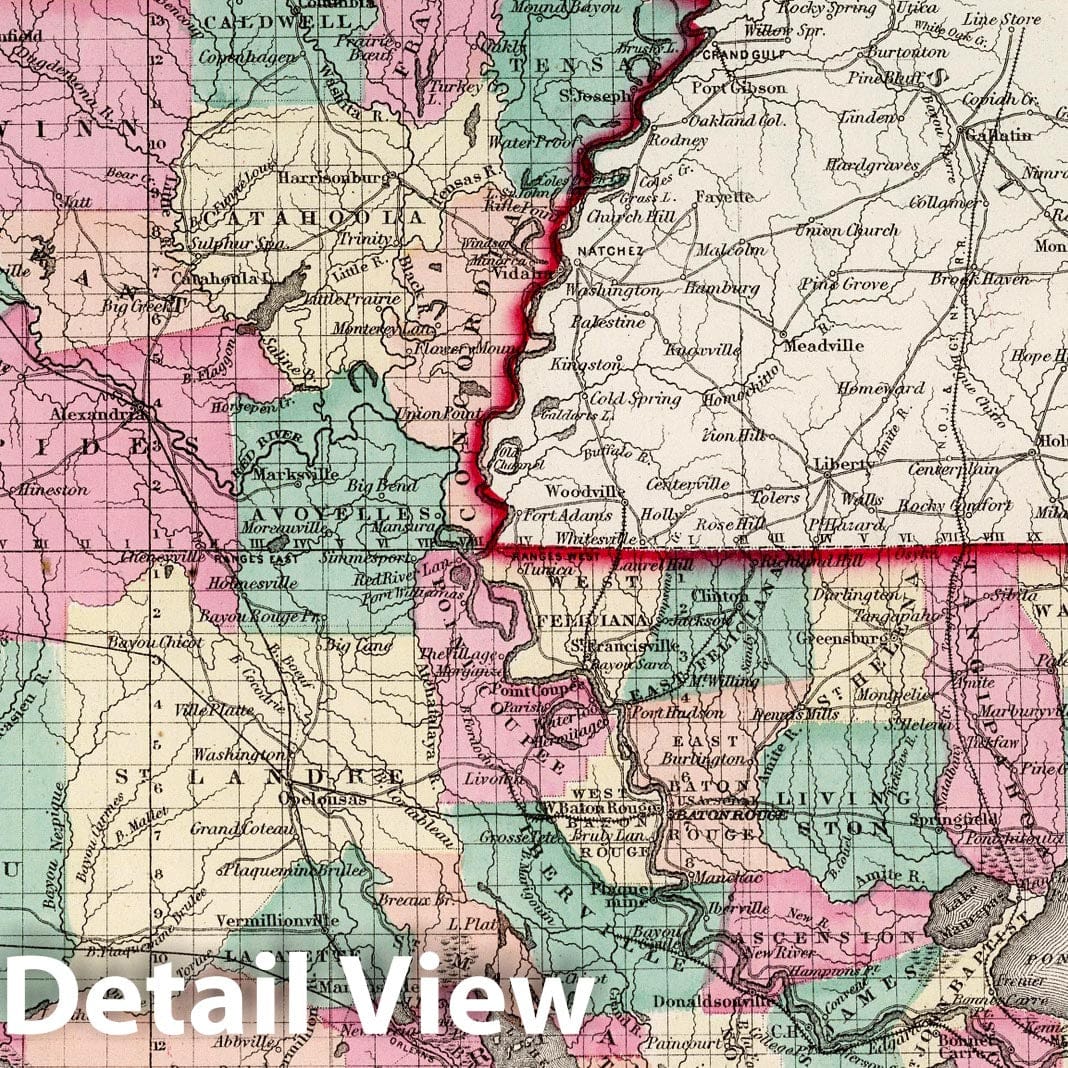 Louisiana - Railroad Map, 1873 - Gray's Atlas Historical Reproduction