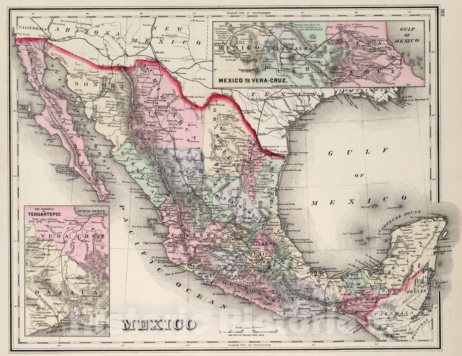 Historic Map : National Atlas - 1884 Mexico. - Vintage Wall Art