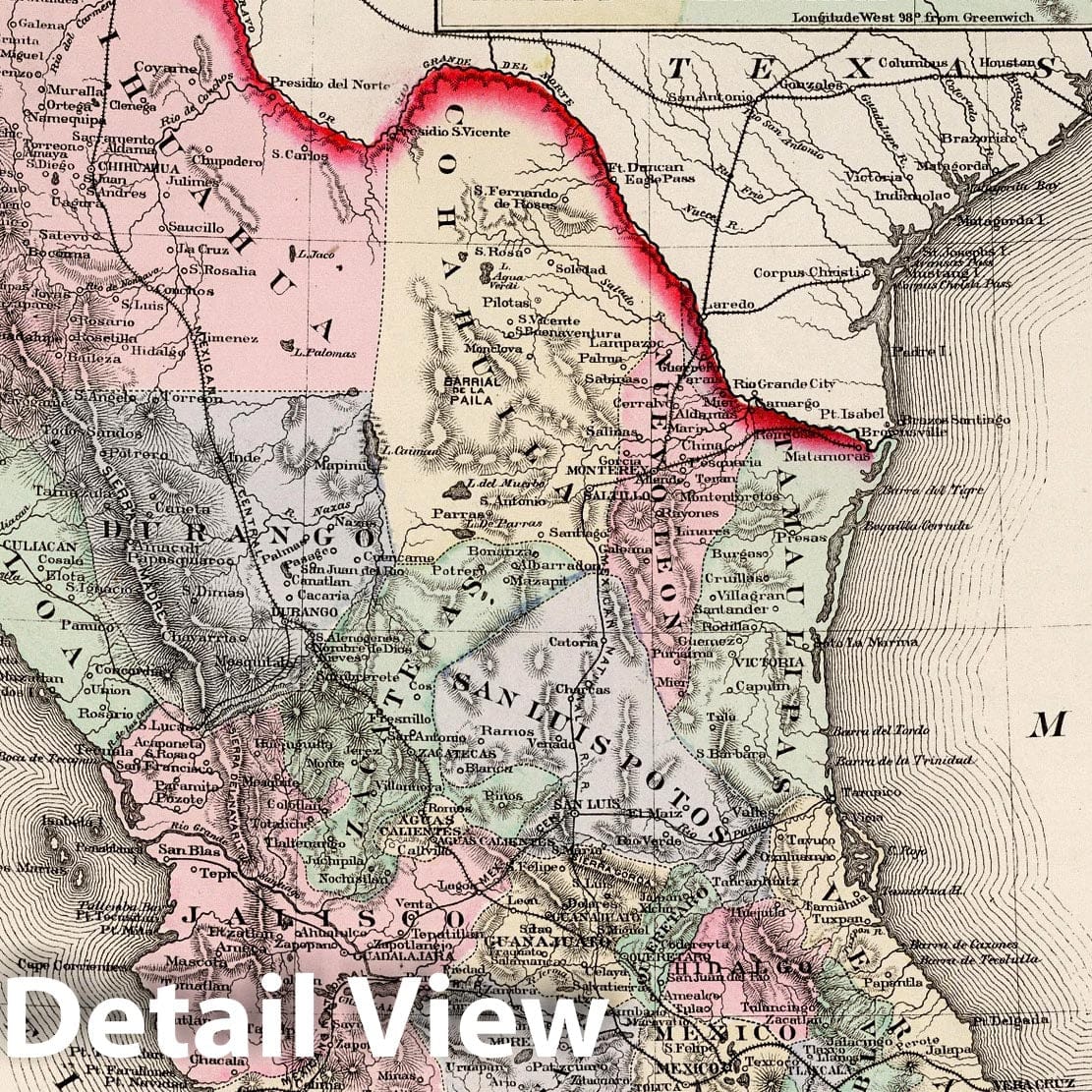 Historic Map : National Atlas - 1884 Mexico. - Vintage Wall Art