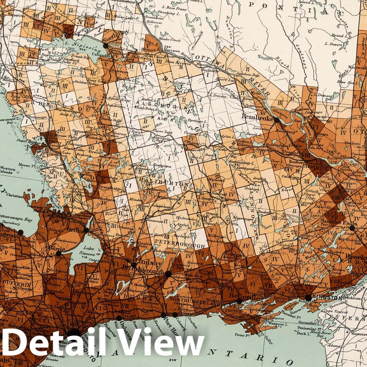 Ontario and Quebec - Population Density Map, 1915 - Historical Map Print