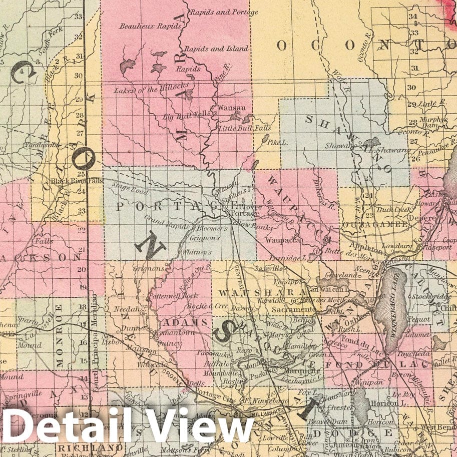 Wisconsin - Railroad Map, 1857 - Historical Map Print