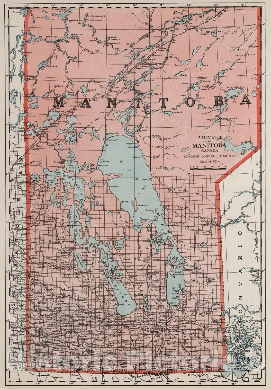 Historic Map : 1925 Province of Manitoba, Canada. - Vintage Wall Art