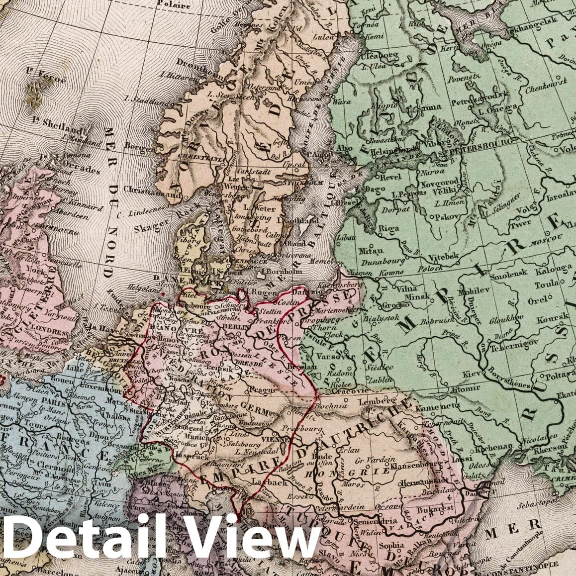 Europe, 1852 - Historical Map Print from French Educational Atlas
