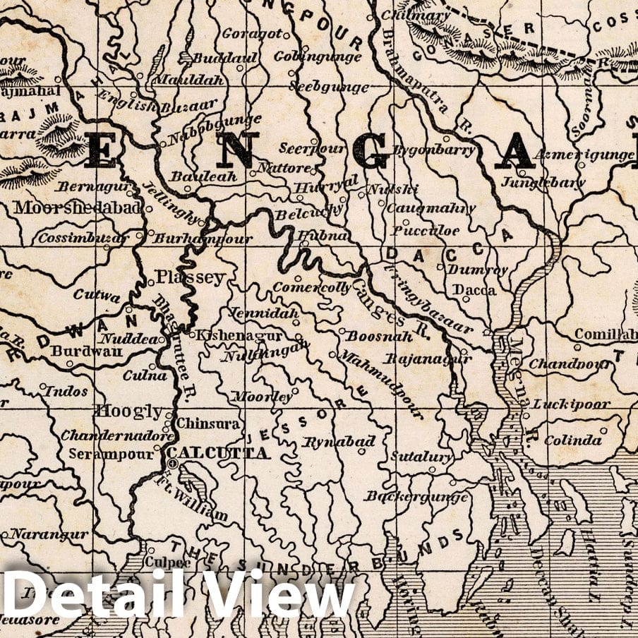 Bengal - River Map, 1848 - Historical Map Print