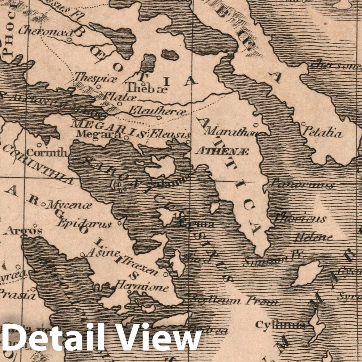 Ancient Greece - River Map, 1822 - Historical Map Print