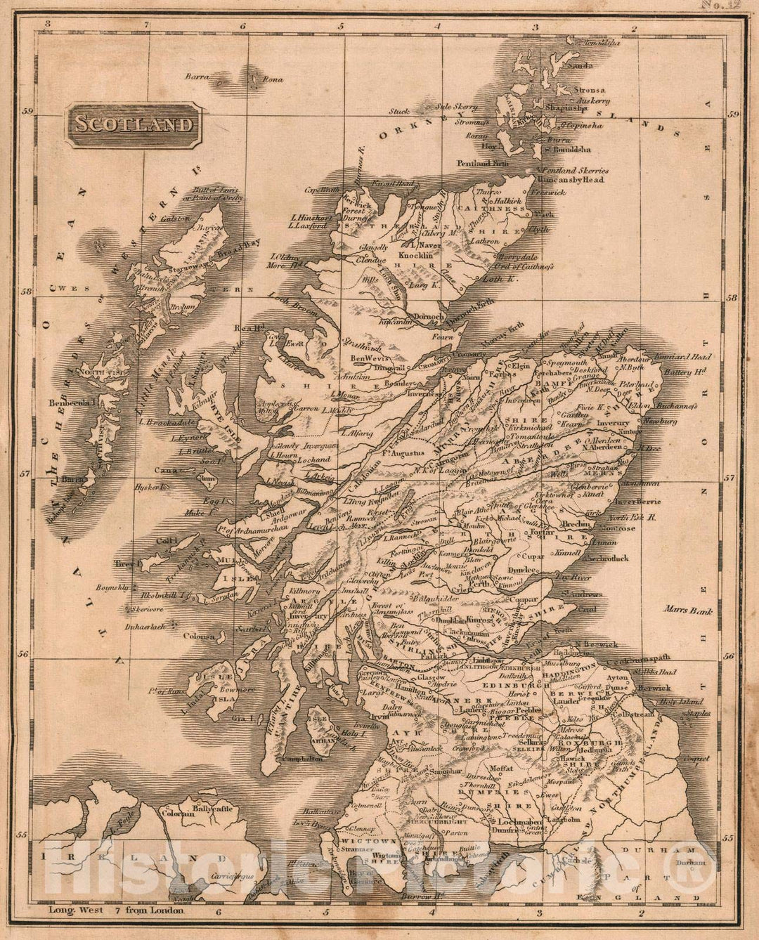 Historic Map : School Atlas - 1822 Scotland - Vintage Wall Art