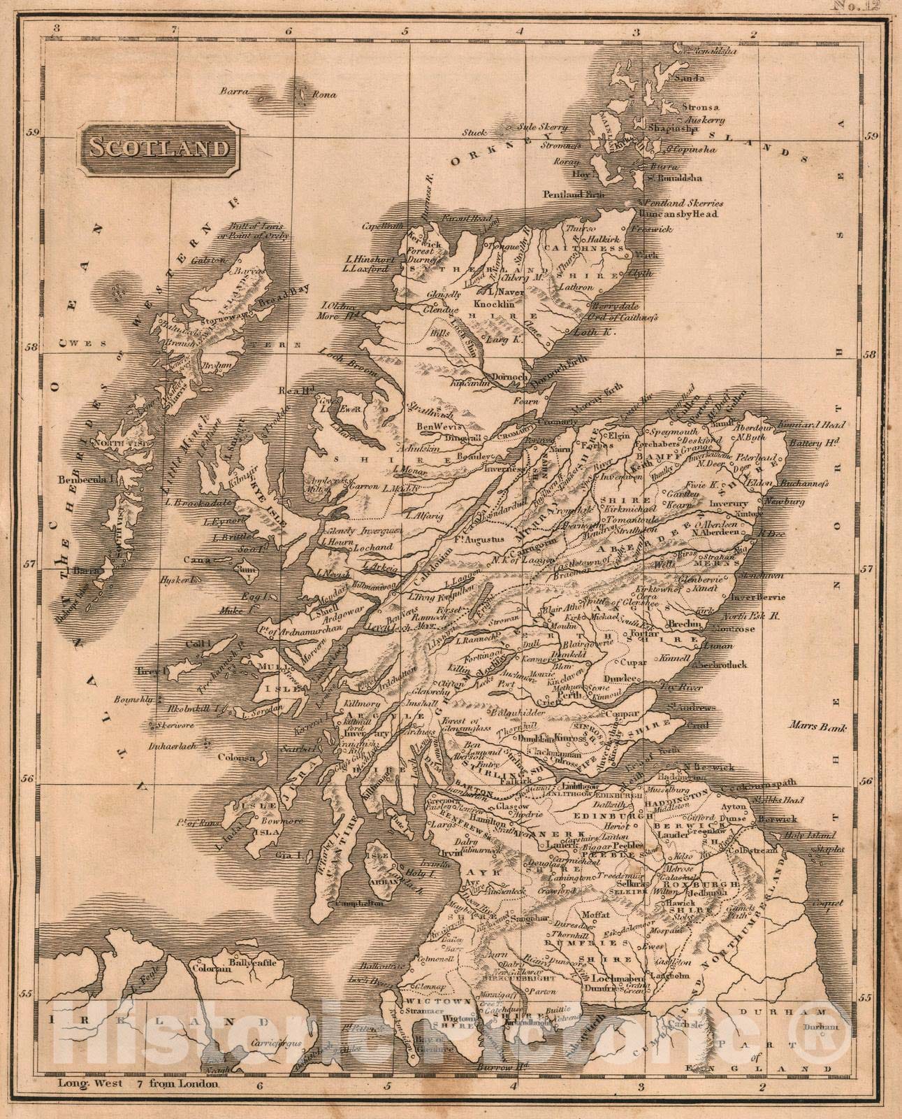 Historic Map : School Atlas - 1822 Scotland - Vintage Wall Art