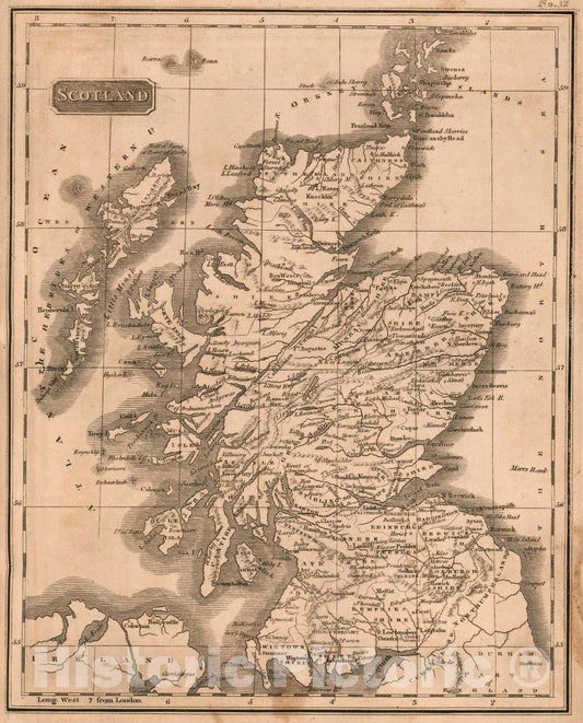 Historic Map : School Atlas - 1822 Scotland - Vintage Wall Art