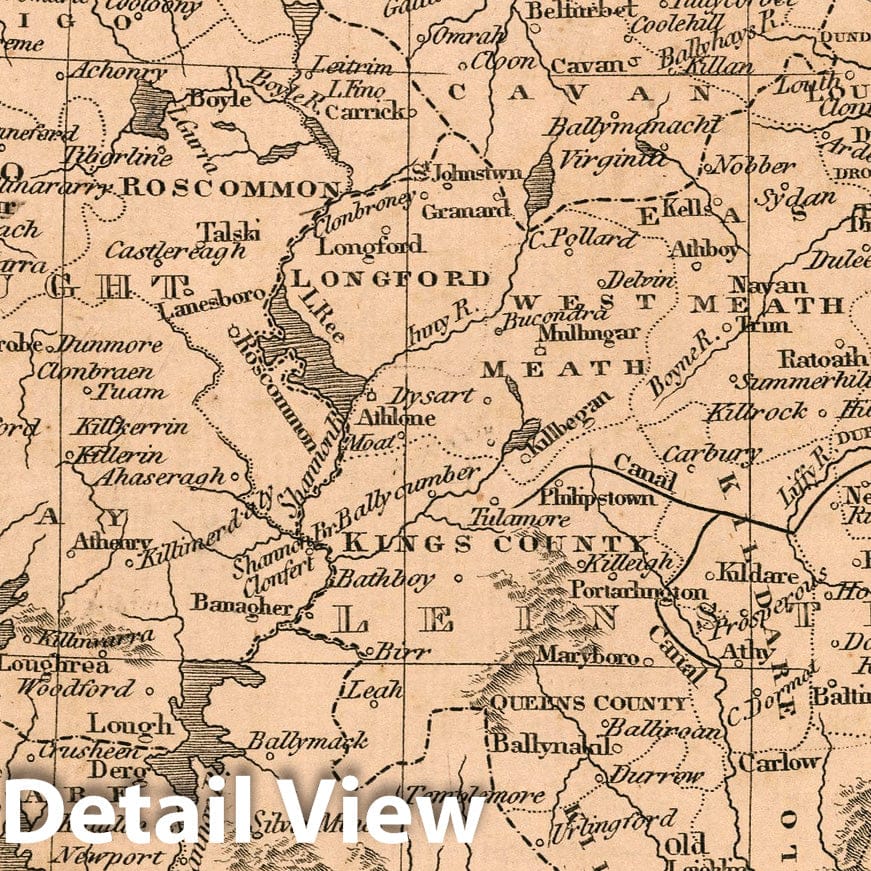 Ireland - River Map, 1822 - Historical Topographic Map Print