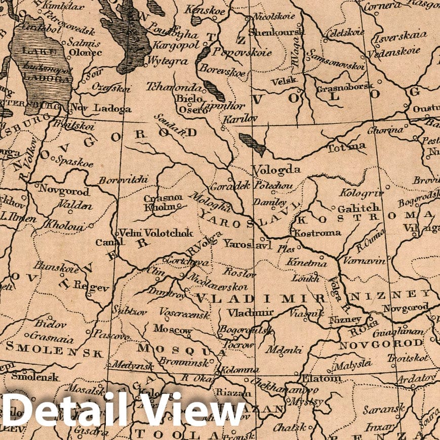 Russia in Europe - River Map, 1822 - Historical Map Print