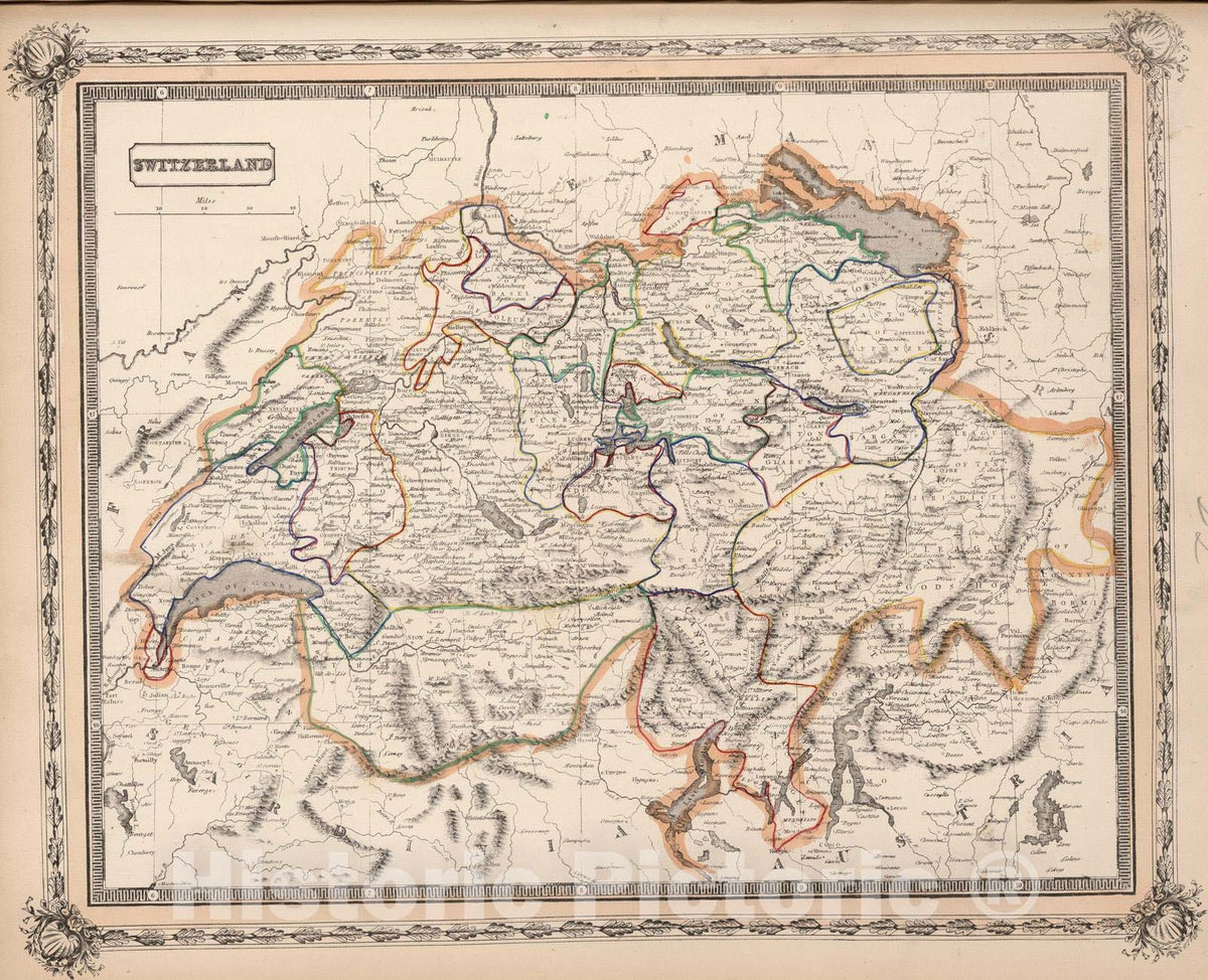 Historic Map : 1848 Switzerland. v1 - Vintage Wall Art