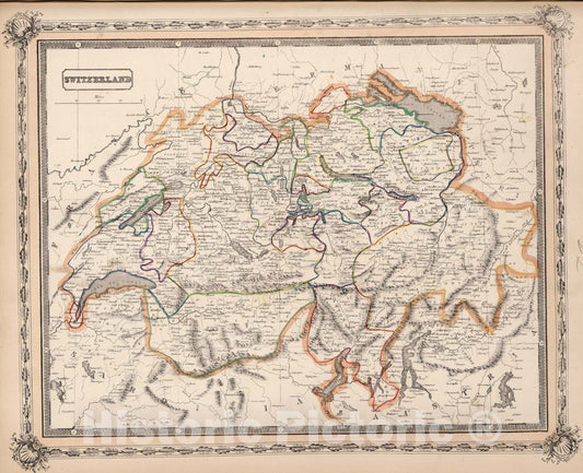 Historic Map : 1848 Switzerland. v1 - Vintage Wall Art