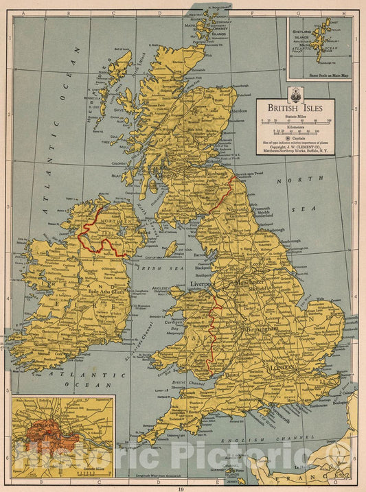 Historic Map : 1943 British Isles - Vintage Wall Art