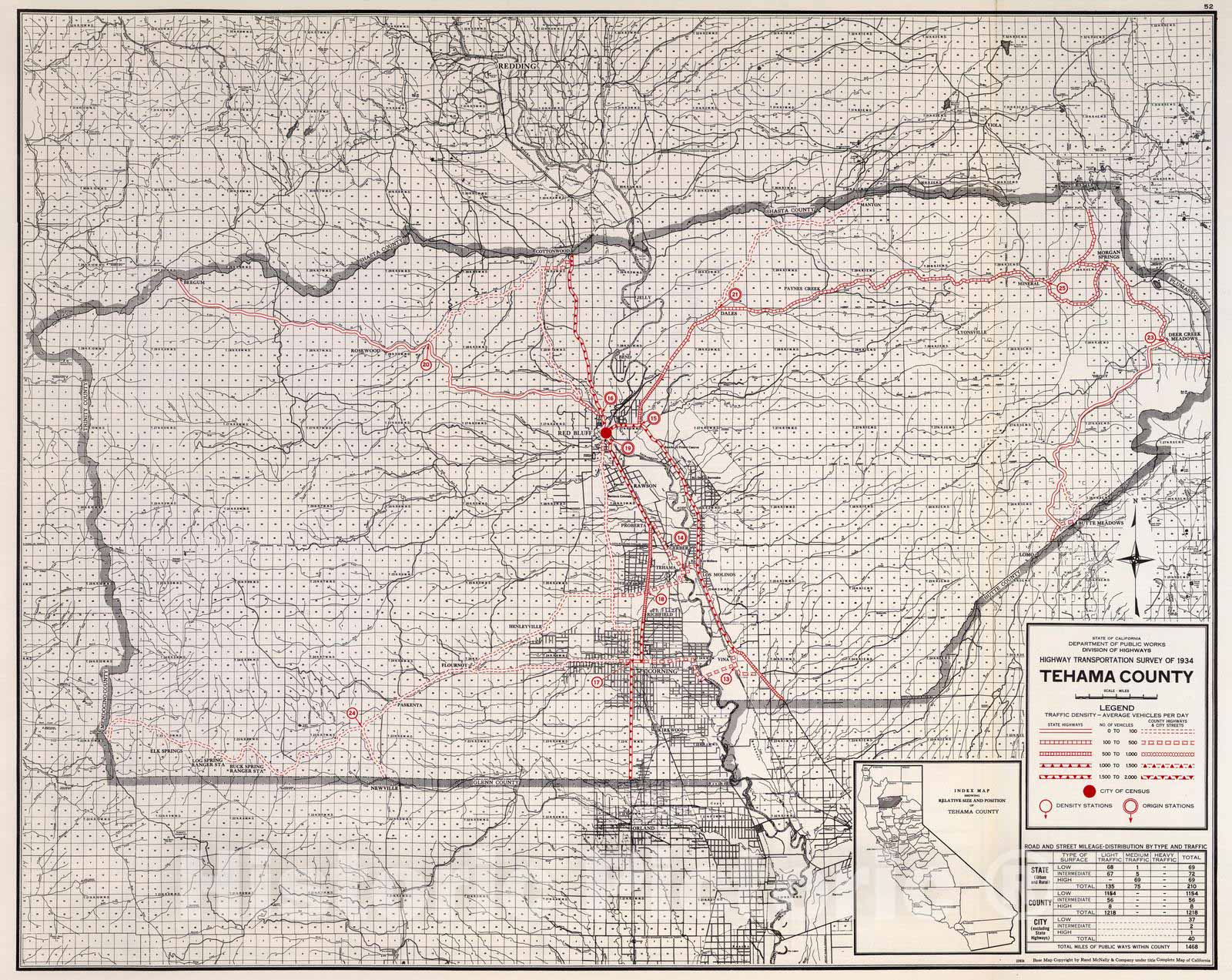 Historic Map : 1935 Tehama County. - Vintage Wall Art