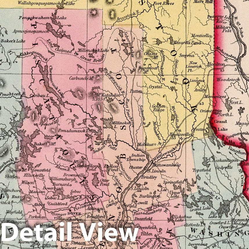Maine, 1860 - Historical Map Print from Desilver's Atlas