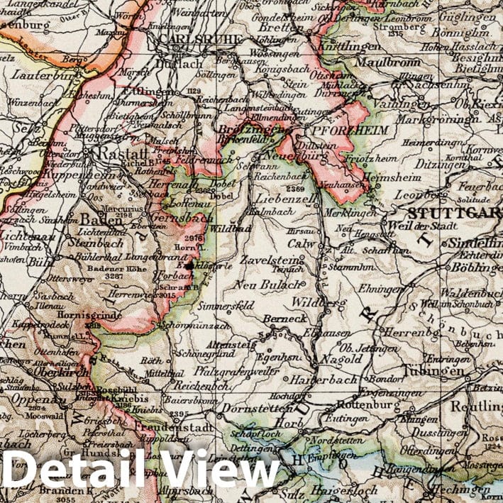 Grand-Duchy of Baden, Germany - Railroad Map, 1900 - The Times Atlas