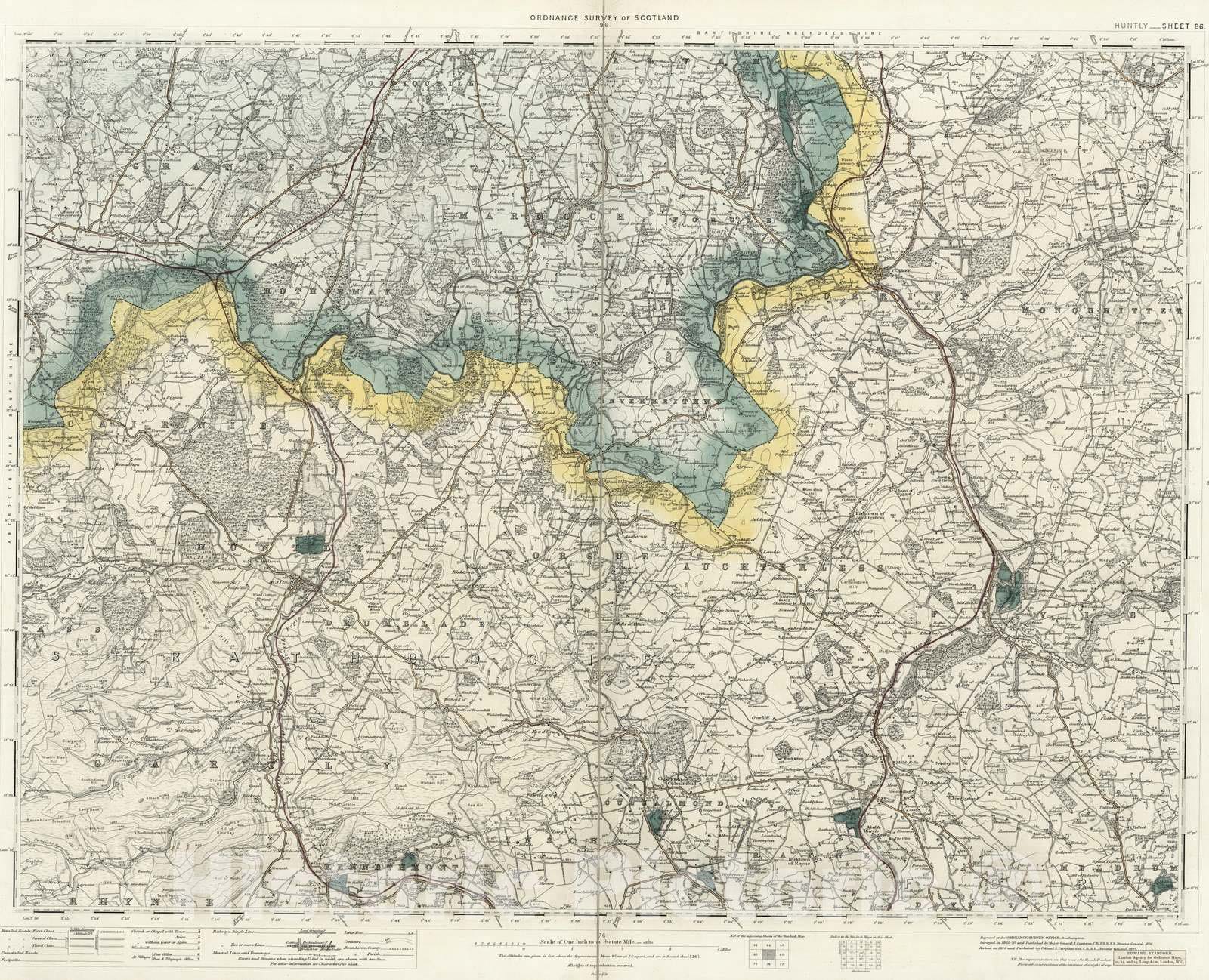 Historic Wall Map : National Atlas - 1897 Volume 2: Sheet 86 - Huntly - Vintage Wall Art