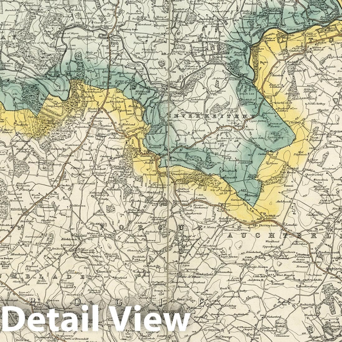 Huntly, Scotland - 1897 Ordnance Survey Topographic Map Print