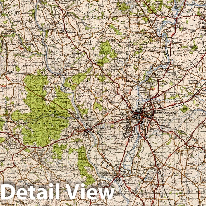 Kidderminster - Railroad Map, 1947 - Ordnance Survey Print