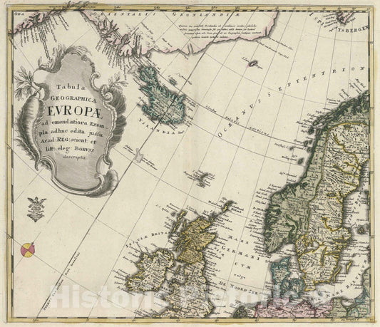 Europe - River Map, 1753 - Historical Map Print