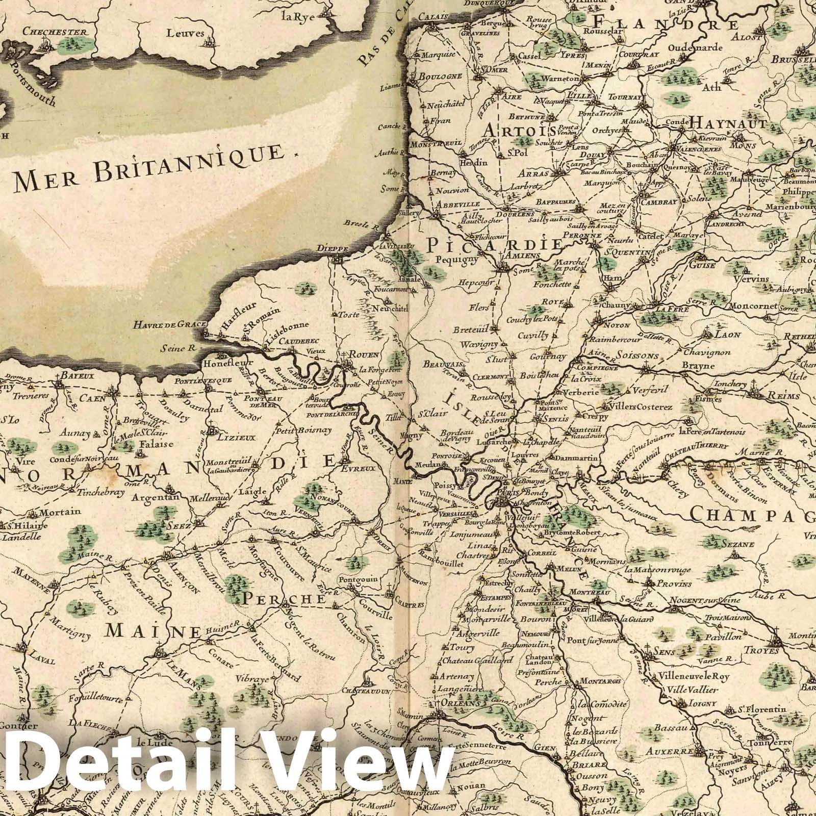Northern France - Postal Map, 1695 - Historical Map Print