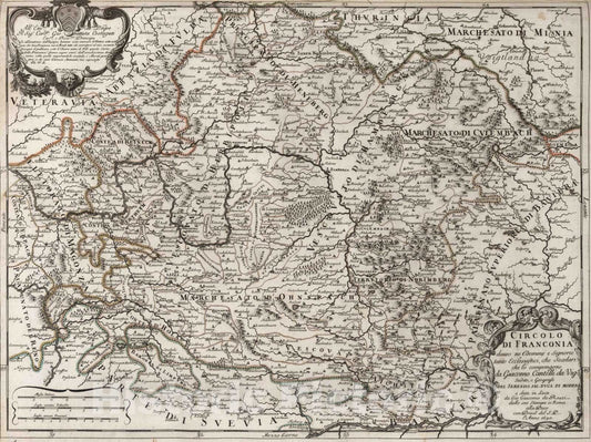 Historic Map : Germany, , Europe 1690 Circolo Di Franconia , Vintage Wall Art
