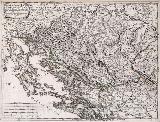 Historic Map : Croatia, , Europe 1690 La Croatia e Contea di Zara , Vintage Wall Art