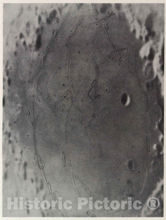 Historic Map : Moon 1912 Fig. 9. Die Bergadern des Mare Crisium. , Vintage Wall Art