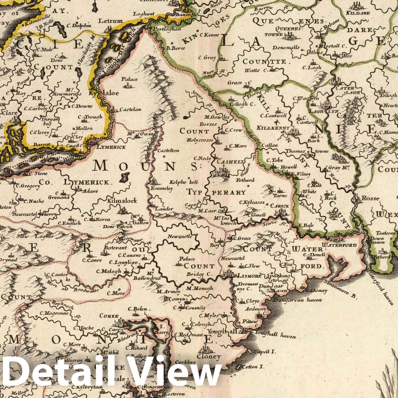 Southern Ireland, 1690 - Historical Map Print