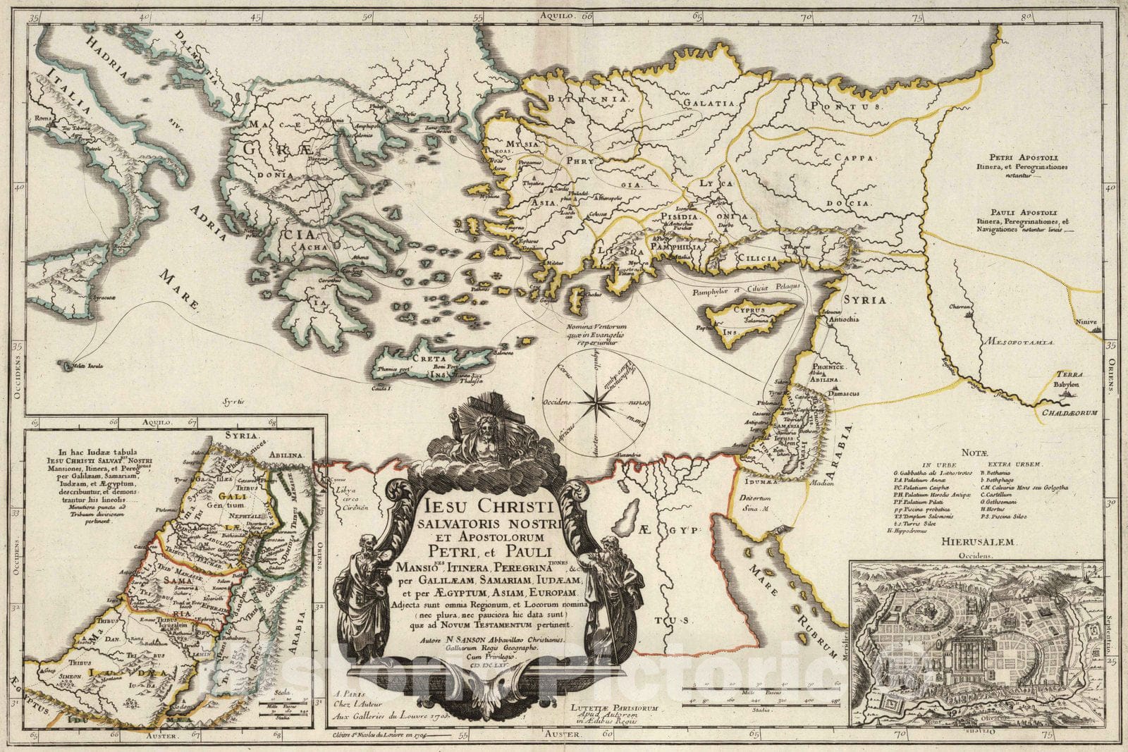 Historic Map : 1665 Our Savior and the Apostles of Jesus Christ, Peter and Paul - Vintage Wall Art