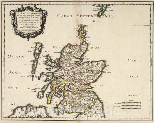 Historic Wall Map : 1665 United Scotland - Vintage Wall Art